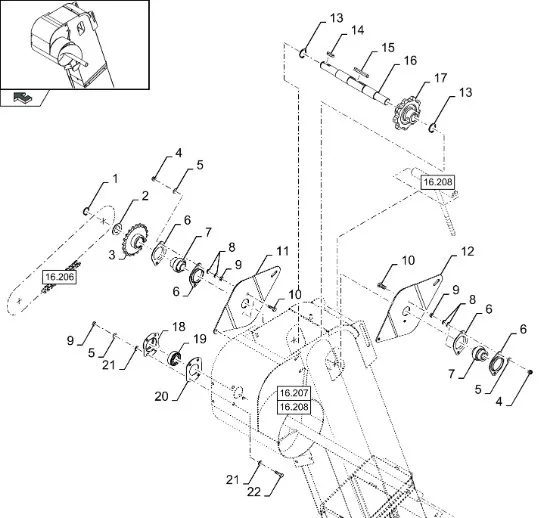 87494563 - Звездочка привода шнека разравн. бункера на вале трансп. зерн. CSX после сн 668